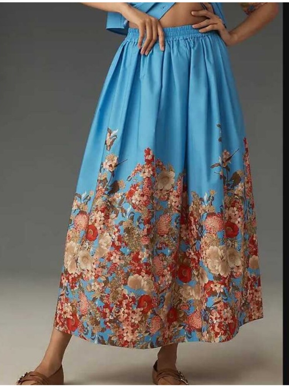 Maeve By Anthropologie Pull-On Circle Skirt In Blue Floral Size XS - Picture 1 of 12
